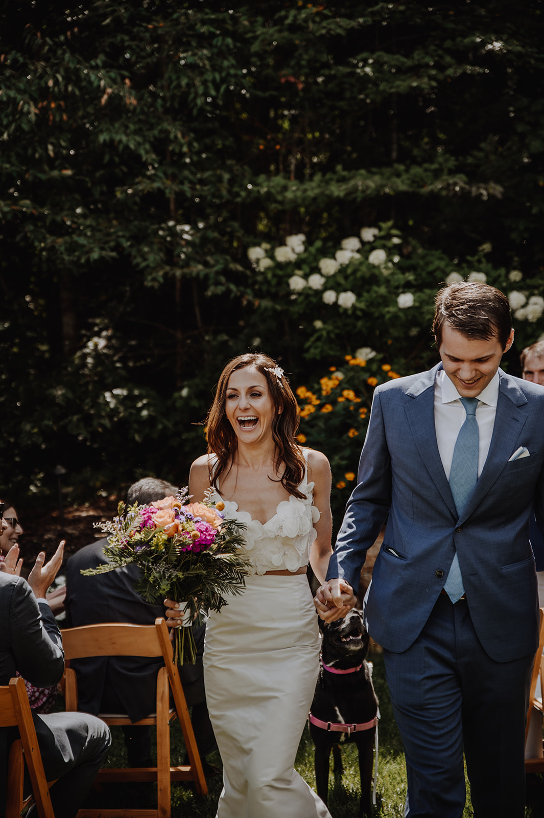Bride and groom having a small wedding elopement in the ADKs