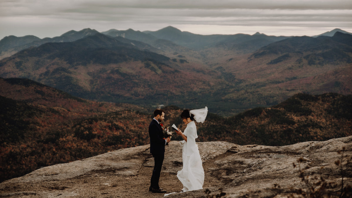 Fall foliage elopement on Hurricane Mountain in Keene, NY