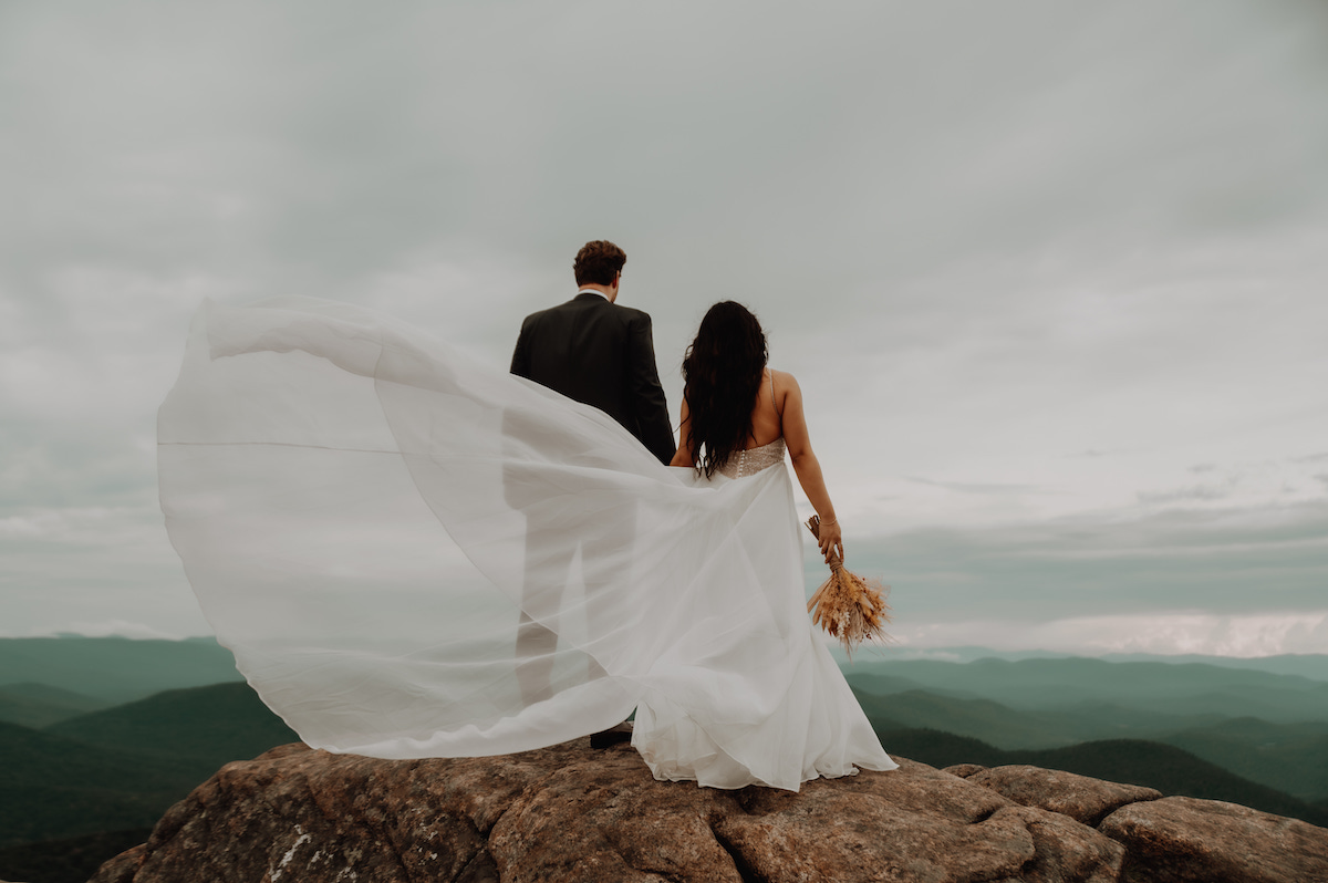 Elopement in the Adirondacks in upstate NY, getting married on a mountain summit, hiking wedding