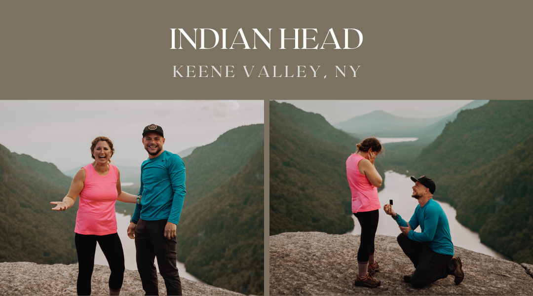 Surprise proposal on Indian Head in the Adirondack Mountains, near Keene Valley, NY. Indian Head is one of the best location options in the ADKs for proposing.