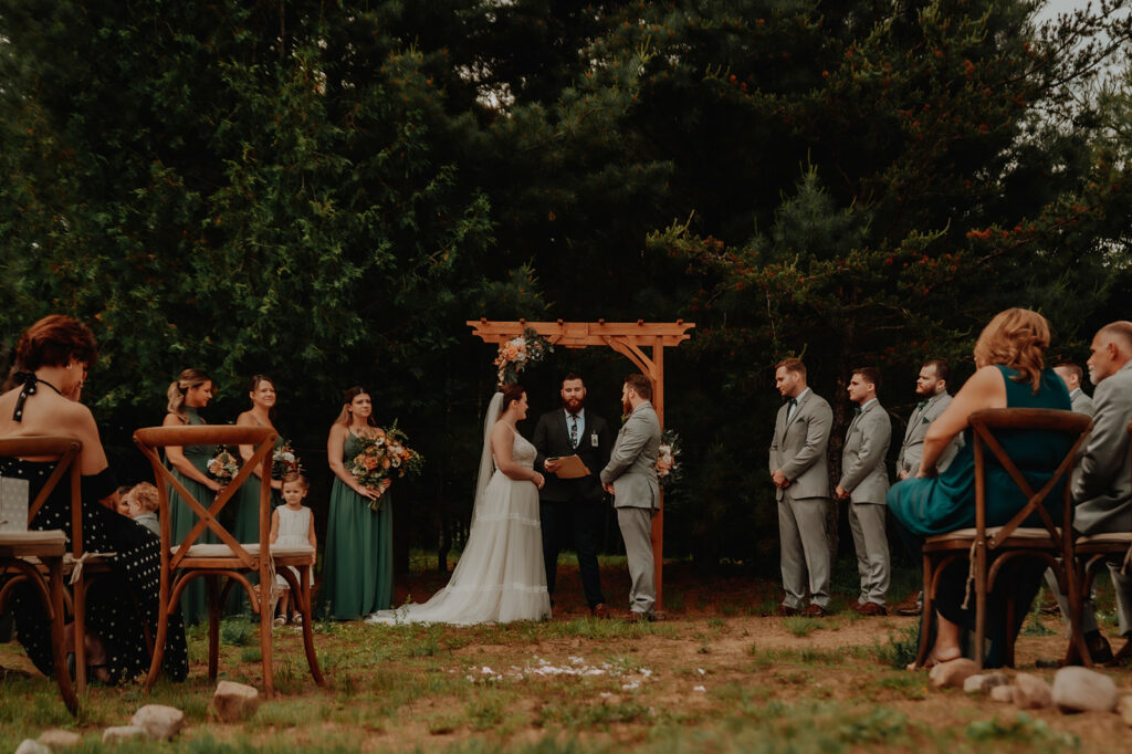Elopement ceremony at Adirondack Vacation chalet